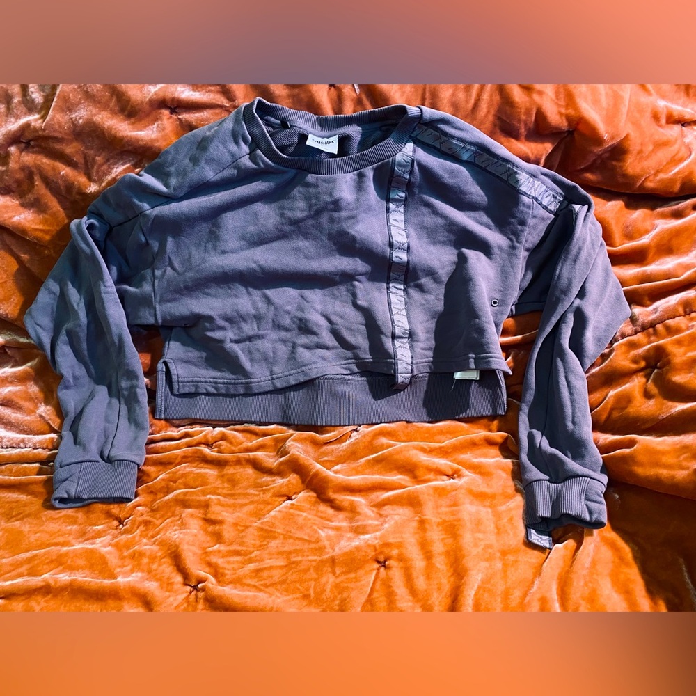 Gymshark Cropped Crewneck Sweater, Blue-Gray SIZE SMALL